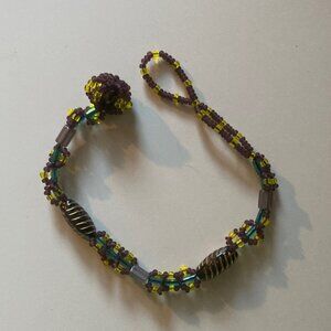 Beaded Bracelet with Yellow and Purple Accents